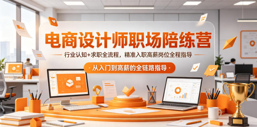 电商设计师职场陪练营，行业认知+求职全流程，精准入职高薪岗位全程指导-蓝天网创