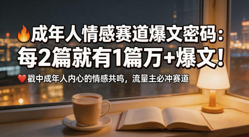 公众号流量主成年人情感心理赛道，流量最大，受众最广的主流赛道之一，平均每2篇就有1篇万爆文章-蓝天网创
