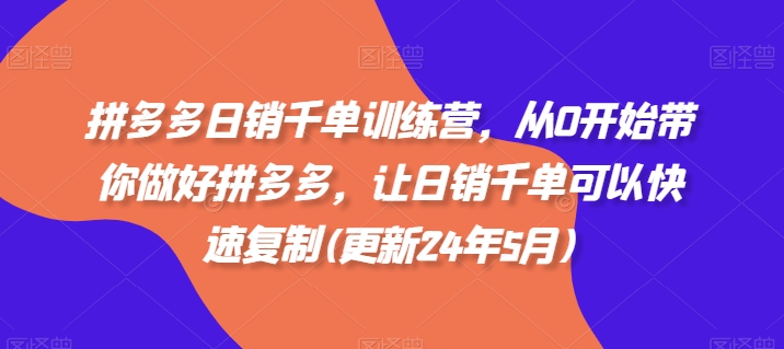 拼多多日销千单训练营，从0开始带你做好拼多多，让日销千单可以快速复制(更新25年12月)-蓝天网创