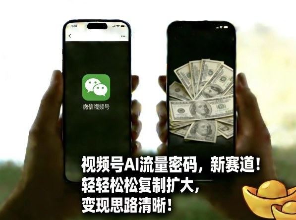 视频号AI流量密码新赛道，轻轻松松复制扩大，变现思路清晰-蓝天网创