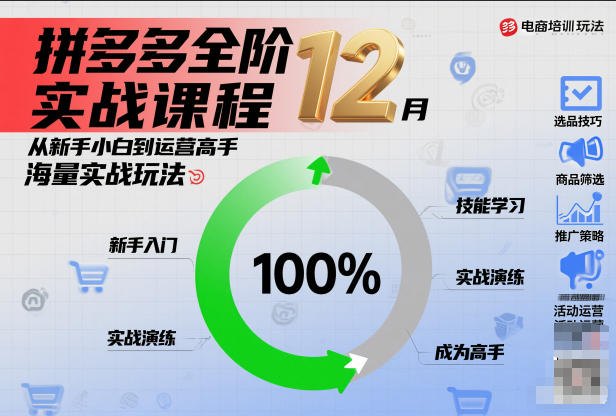拼多多全阶实战课程12月，从新手小白到运营高手，海量实战玩法-蓝天网创