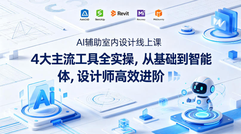AI辅助室内设计线上课｜4大主流工具全实操，从基础到智能体，设计师高效进阶-蓝天网创