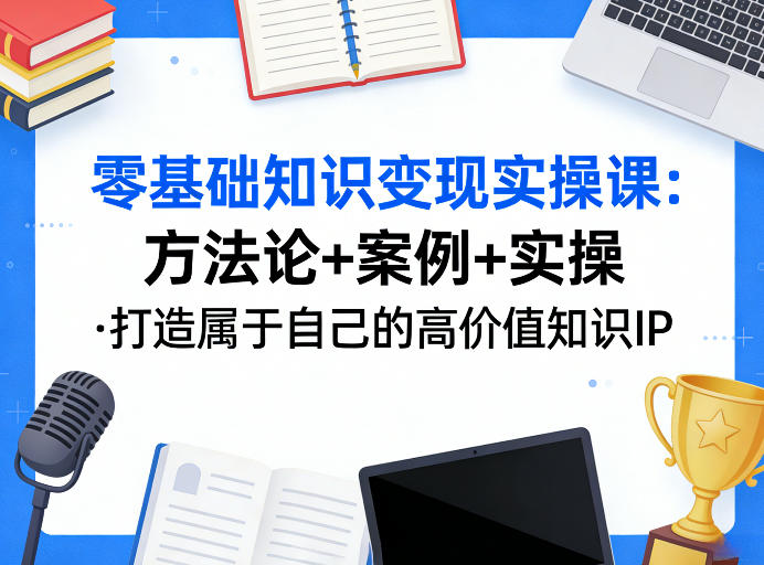 零基础知识变现实操课，方法论+案例+实操，打造属于自己的高价值知识IP-蓝天网创