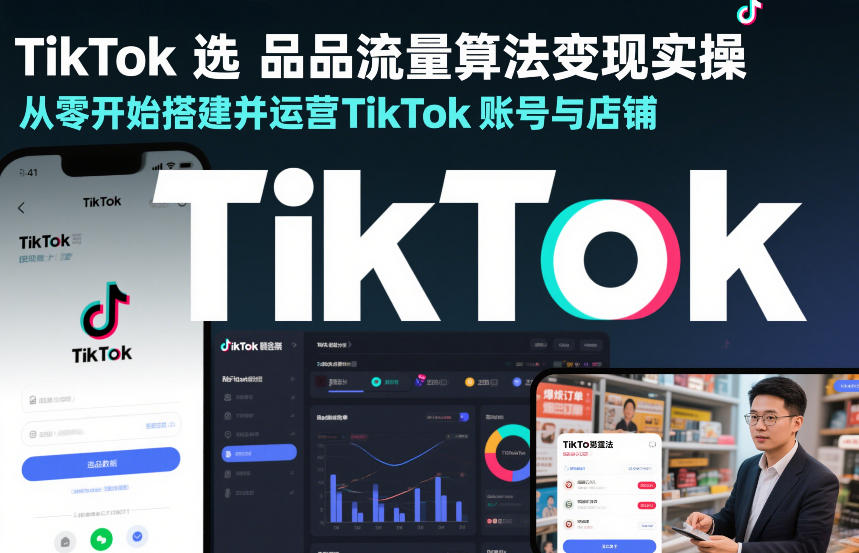 TikTok选品流量算法变现实操，从零开始搭建并运营TikTok账号与店铺-蓝天网创