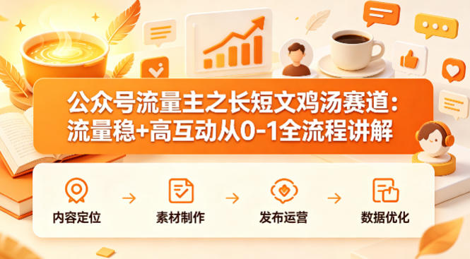 公众号流量主之长短文鸡汤赛道，流量稳+高互动，从0-1全流程讲解-蓝天网创