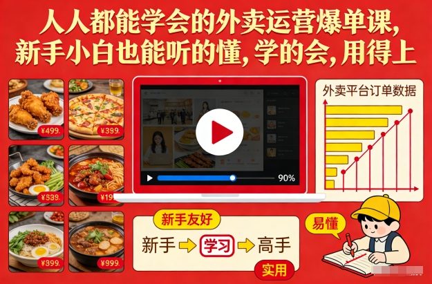 人人都能学会的外卖运营爆单课，新手小白也能听的懂，学的会，用得上-蓝天网创