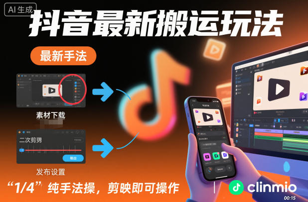 抖音最新搬运玩法，纯手法操作，剪映即可操作-蓝天网创