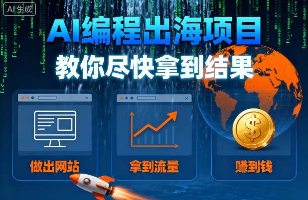 AI编程出海项目，教你尽快拿到结果-做出网站、拿到流量、賺到钱-蓝天网创