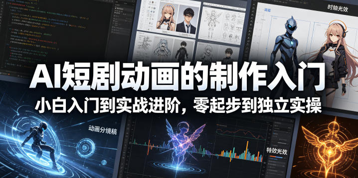 AI短剧动画的制作入门，小白入门到实战进阶，零起步到独立实操-蓝天网创