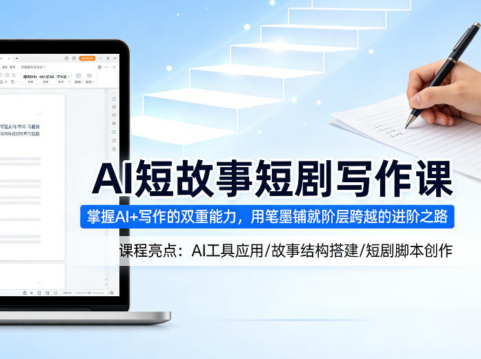 AI短故事短剧写作课，掌握AI+写作的双重能力，用笔墨铺就阶层跨越的进阶之路-蓝天网创