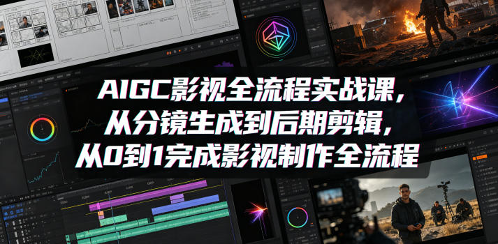 AIGC影视全流程实战课，从分镜生成到后期剪辑，从0到1完成影视制作全流程-蓝天网创
