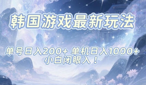 韩国游戏最新玩法，单号收益200+，单机收益1k+，小白闭眼入【揭秘】-蓝天网创