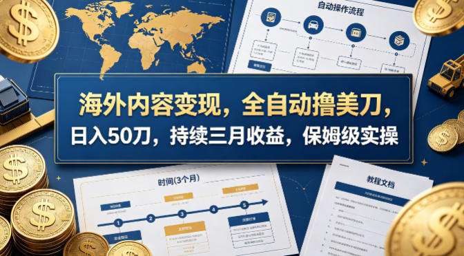 海外内容变现，全自动撸美刀，日入50刀，持续三月收益，保姆级实操【揭秘】-蓝天网创