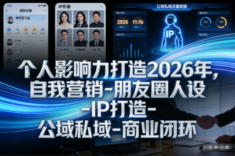 个人影响力打造2026年，自我营销-朋友圈人设-IP打造-公域私域-商业闭环-蓝天网创