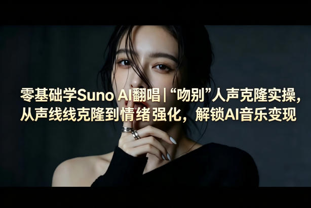 零基础学Suno AI翻唱｜《吻别》人声克隆实操，从声线克隆到情绪强化，解锁AI音乐变现-蓝天网创