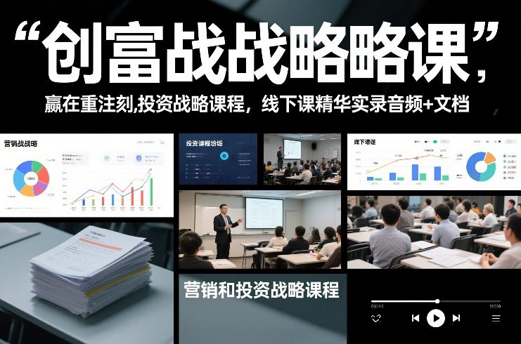创富战略课，赢在重注时刻，营销和投资战略课程，线下课精华实录音频+文档-蓝天网创