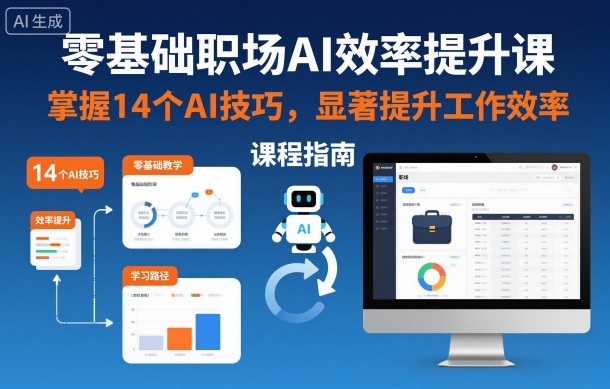 零基础职场AI效率提升课，掌握14个AI技巧，显著提升工作效率-蓝天网创