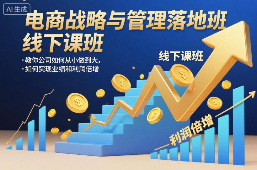 电商战略与管理落地班线下课，教你公司如何从小做到大，如何实现业绩和利润倍增【录音】-蓝天网创