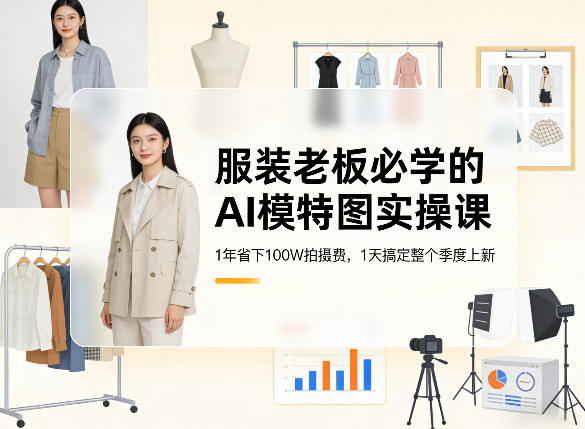 服装老板必学的AI模特图实操课，1年省下100W拍摄费，1天搞定整个季度上新-蓝天网创