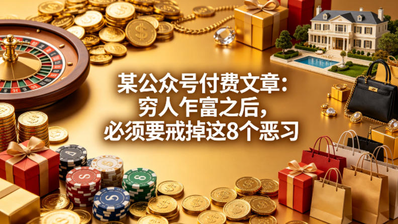 某公众号付费文章：穷人乍富之后，必须要戒掉这8个恶习-蓝天网创