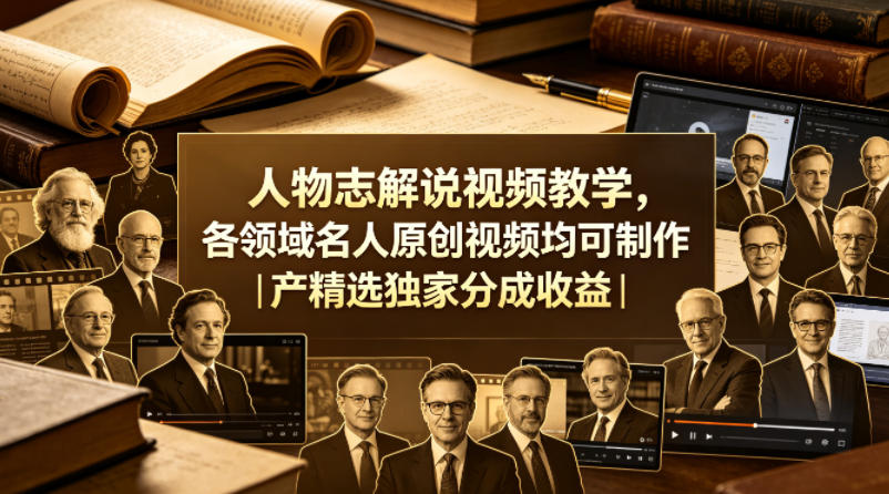 人物志解说视频教学，各领域名人原创视频均可制作丨精选独家分成收益-蓝天网创