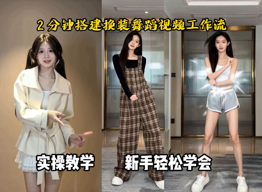 通过Coze工作流，制作《跳舞卡点换装视频》，两分钟制作完成，从0到1演示搭建过程-蓝天网创