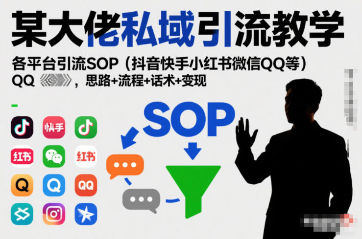 某大佬私域引流教学，各平台引流SOP（抖音快手小红书微信QQ等），思路+流程+话术+变现-蓝天网创