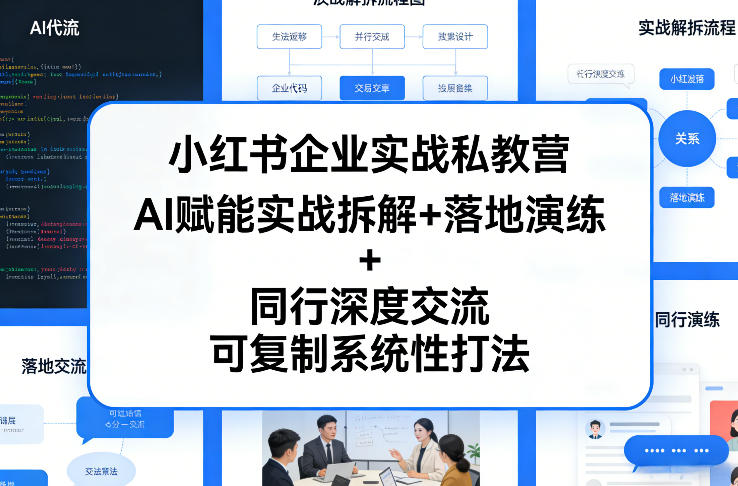 小红书企业实战私教营，AI赋能实战拆解+落地演练+同行深度交流，可复制系统性打法-蓝天网创