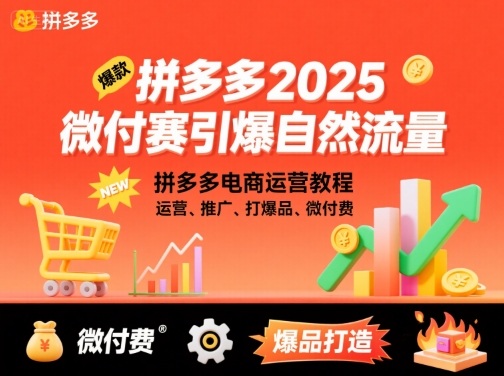 拼多多2025微付费引爆自然流量，拼多多电商运营教程，运营、推广、打爆品、微付费（更新）-蓝天网创