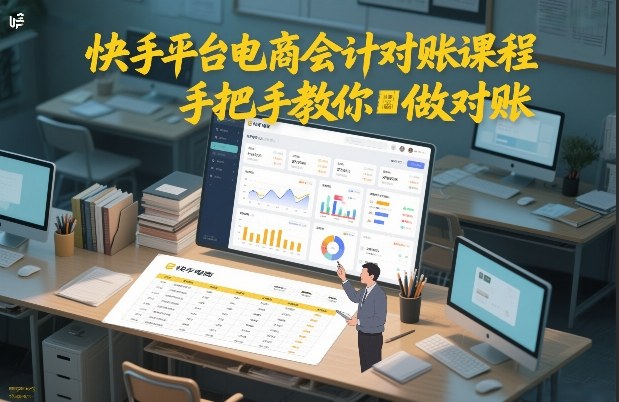 快手平台电商会计对账课程，手把手教你做对账-蓝天网创