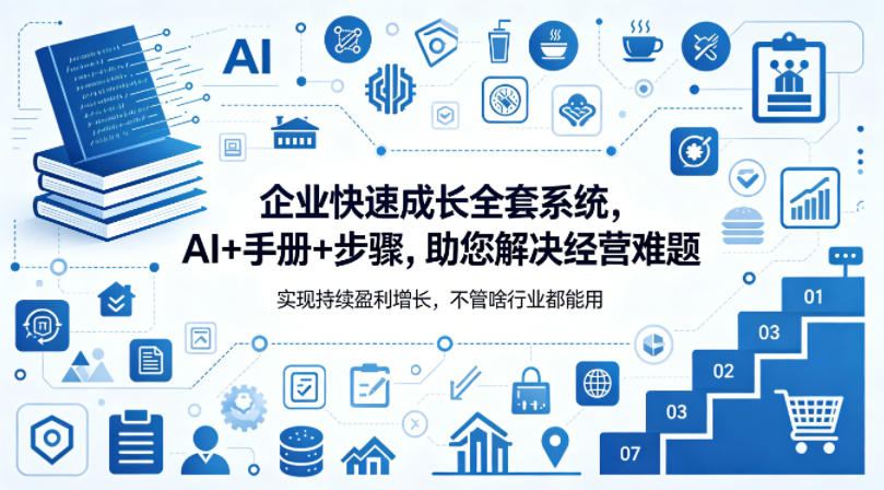 企业快速成长全套系统，AI+手册+步骤，助您解决经营难题，实现持续盈利增长，不管啥行业都能用-蓝天网创