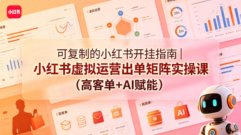 可复制的小红书开挂指南｜小红书虚拟运营出单矩阵实操课（高客单+AI赋能）-蓝天网创