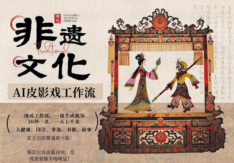AI一键生成民俗文化非遗皮影戏视频，一刀不剪无需剪辑，30S一条，一天上百条，流量财富嘎嘎猛-蓝天网创