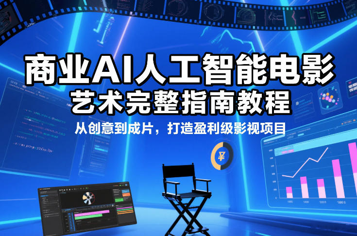 商业AI人工智能电影制作的艺术完整指南教程，从创意到成片，打造盈利级影视项目-蓝天网创