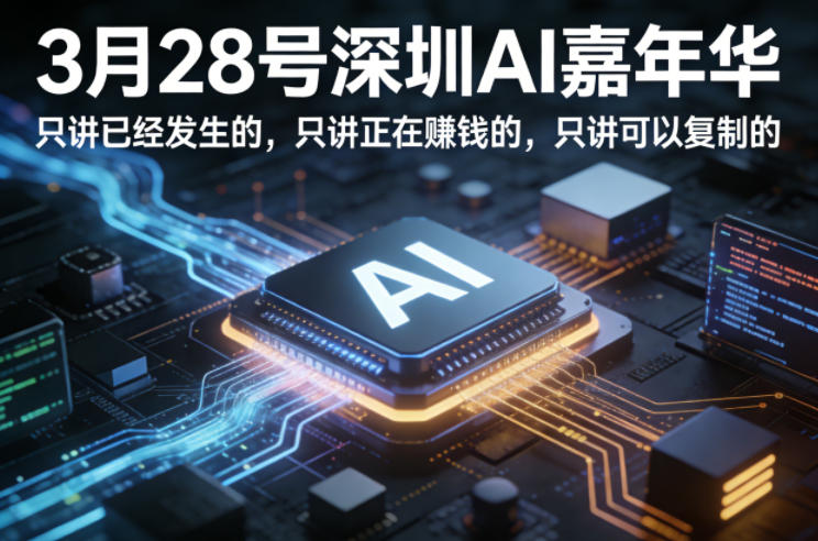 3月28号深圳AI嘉年华，只讲已经发生的，只讲正在賺钱的，只讲可以复制的-蓝天网创