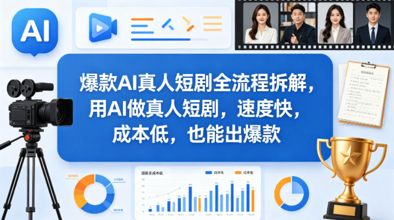 爆款AI真人短剧全流程拆解，用AI做真人短剧，速度快，成本低，也能出爆款-蓝天网创