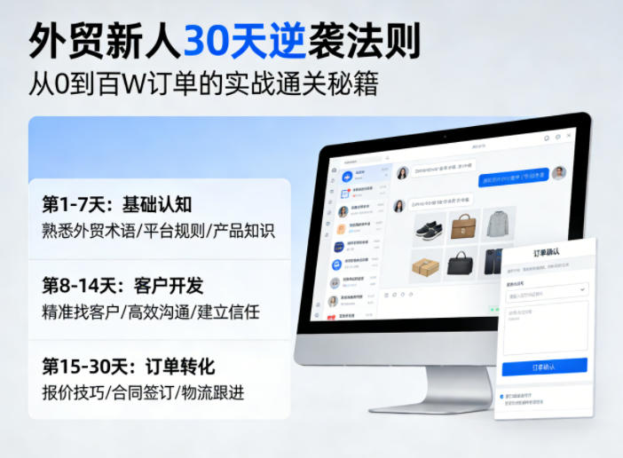 外贸新人30天逆袭法则，教你从0到百W订单的实战通关秘籍-蓝天网创