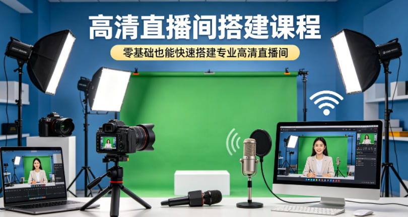 高清直播间搭建课程，零基础也能快速搭建专业高清直播间-蓝天网创