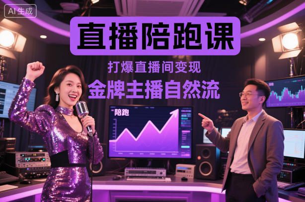 直播陪跑课，金牌主播自然流打爆直播间，复制高变现玩法-蓝天网创