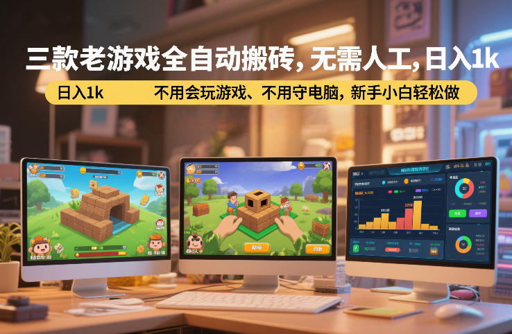 三款老游戏全自动搬砖，无需人工，日入1k，不用会玩游戏、不用守电脑，新手小白轻松做【揭秘】-蓝天网创