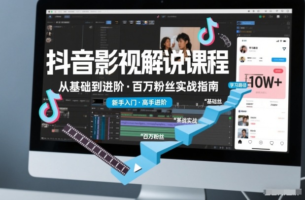 抖音百万粉丝影视解说课程，基础到进阶课，适合新手和进阶学习-蓝天网创