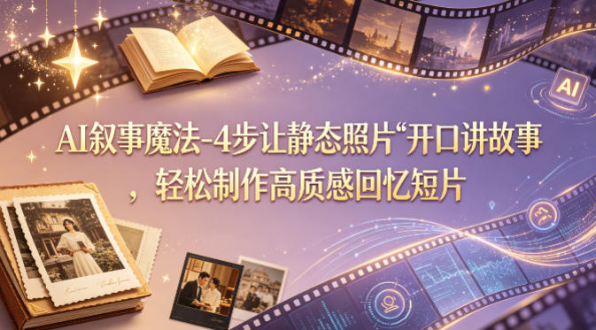 AI叙事魔法-4步让静态照片“开口讲故事”，轻松制作高质感回忆短片-蓝天网创