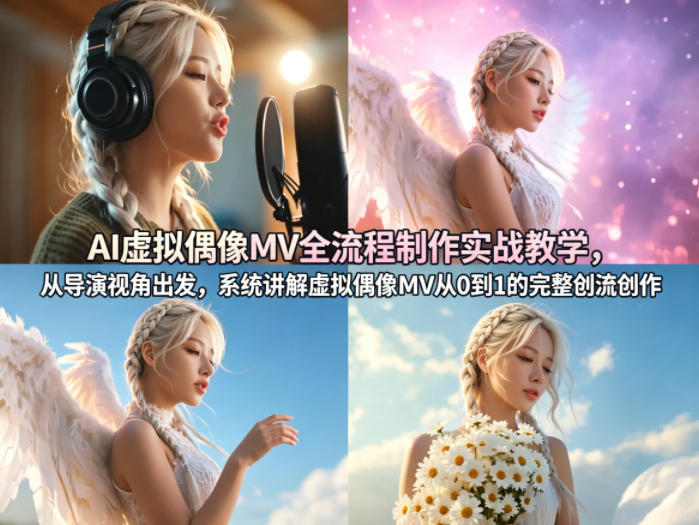 AI虚拟偶像MV全流程制作实战教学，从导演视角出发，系统讲解虚拟偶像MV从0到1的完整创作流程-蓝天网创