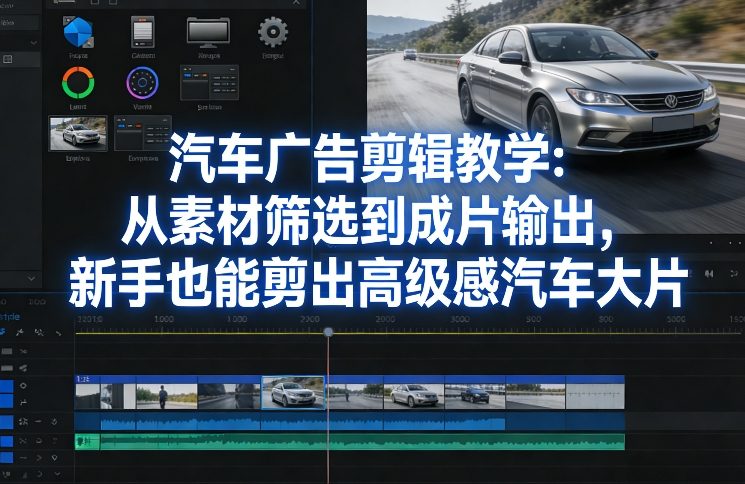汽车广告剪辑教学：从素材筛选到成片输出，新手也能剪出高级感汽车大片-蓝天网创