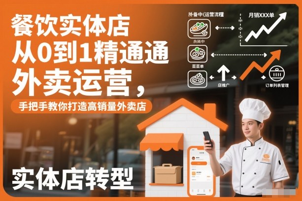 餐饮实体店从0到1精通外卖运营，手把手教你打造高销量外卖店-蓝天网创