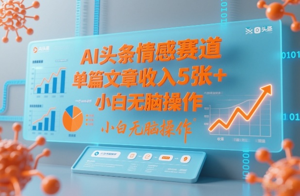 AI头条情感赛道，单篇文章收入5张+，小白无脑操作-蓝天网创