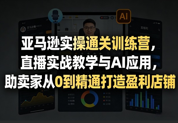 亚马逊实操通关训练营，直播实战教学与AI应用，助卖家从0到精通打造盈利店铺（更新3月）-蓝天网创