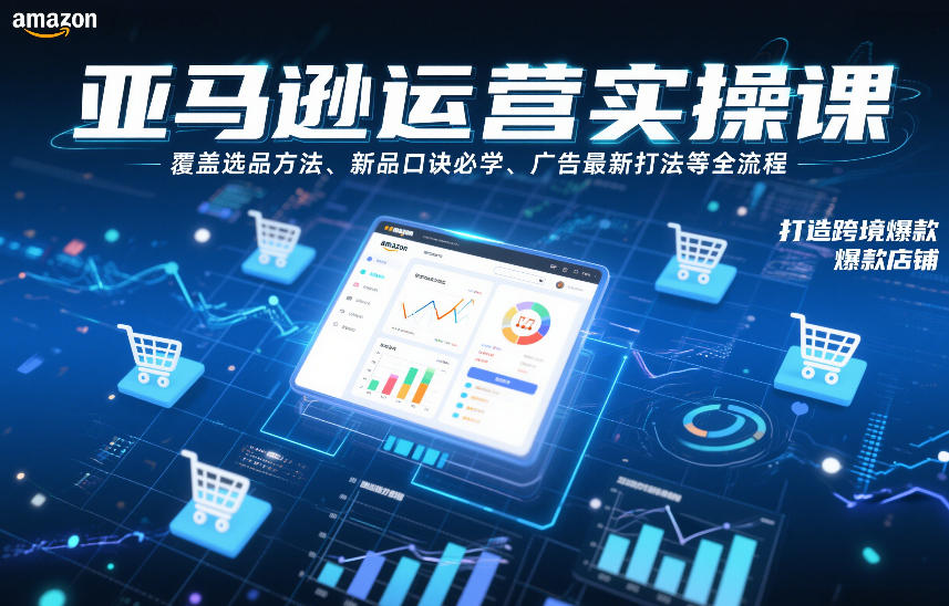 亚马逊运营实操课，覆盖选品方法、新品口诀必学、广告最新打法等全流程，打造跨境爆款店铺（更新4月）-蓝天网创