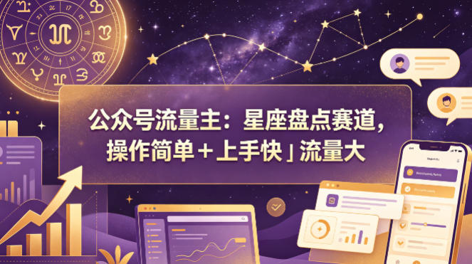 公众号流量主：星座盘点赛道，操作简单＋上手快＋流量大-蓝天网创
