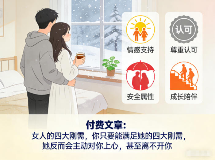 付费文章：女人的四大刚需，你只要能满足她的四大刚需，她反而会主动对你上心，甚至离不开你-蓝天网创